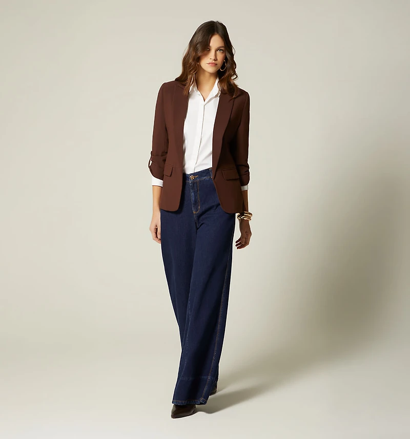 Three-quarter sleeve blazer with epaulet