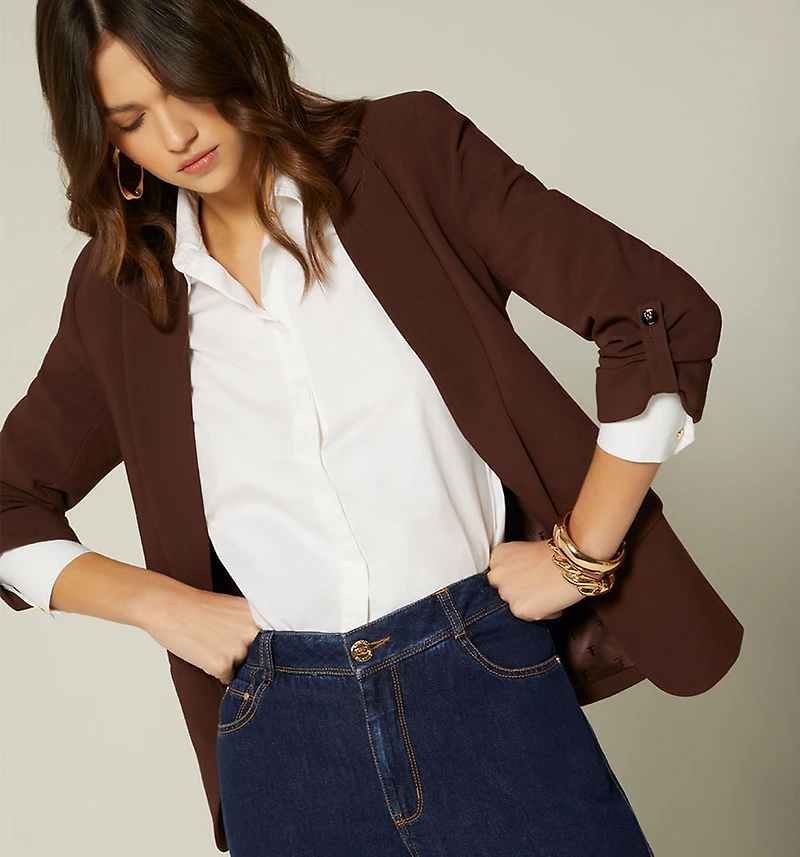 Three-quarter sleeve blazer with epaulet