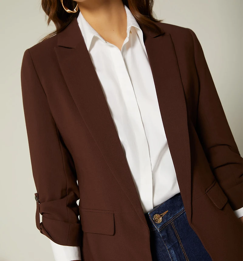 Three-quarter sleeve blazer with epaulet
