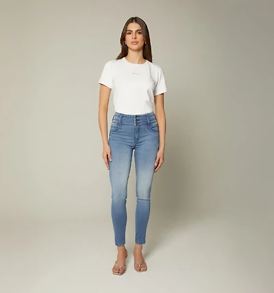ULTRASLIM JEAN WITH WIDE WAISTBAND AND CUTS