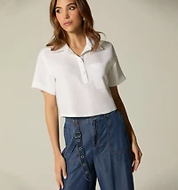 SHORT SLEEVE BLOUSE WITH POLO COLLAR