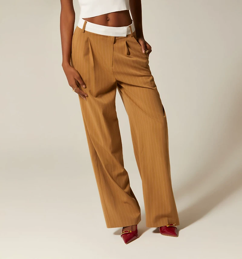 Pants with Contrast Waistband