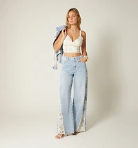 Short denim jacket with crochet