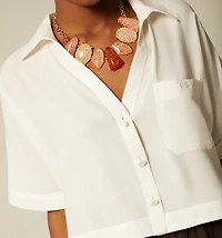 SHORT SLEEVE BOXY BLOUSE