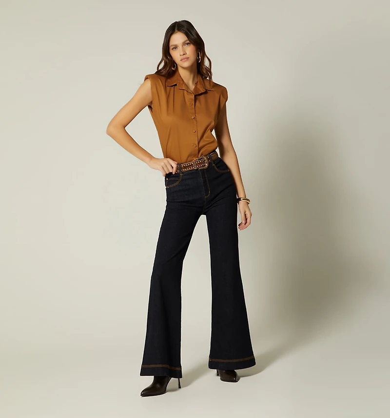 SLEEVELESS BLOUSE WITH SHOULDER PADS