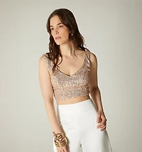 Sequin Crop Blouse