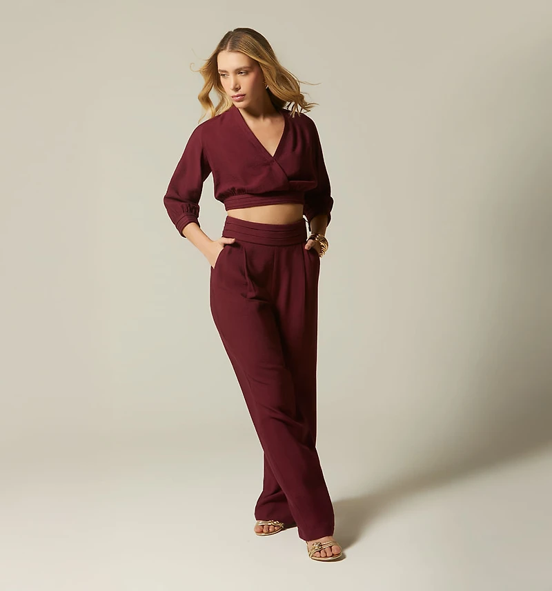3/4 SLEEVE TIE BLOUSE
