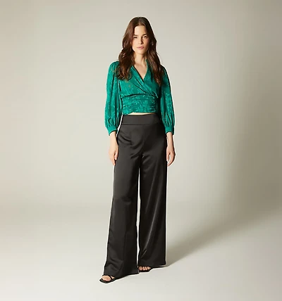 PUFF SLEEVE BLOUSE WITH WRAP FRONT