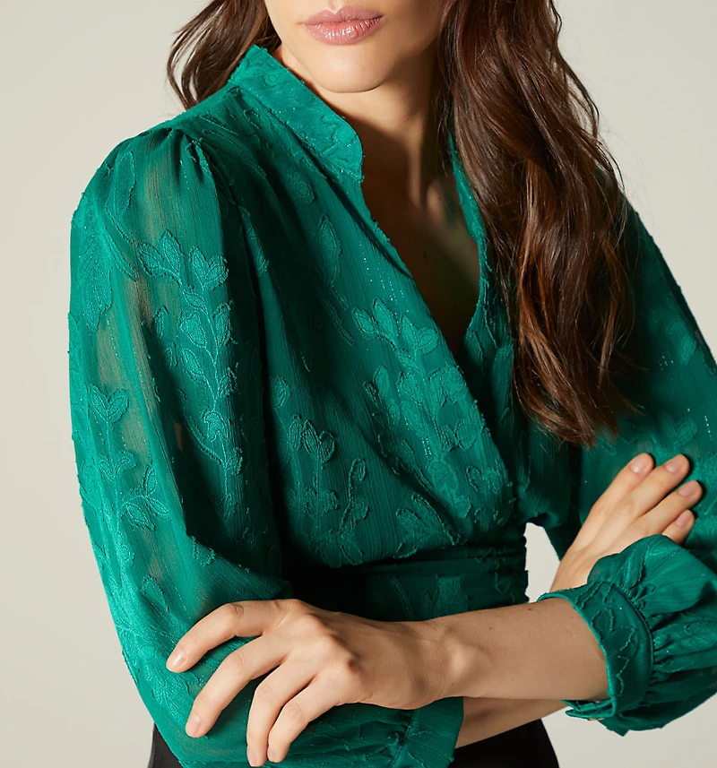 PUFF SLEEVE BLOUSE WITH WRAP FRONT