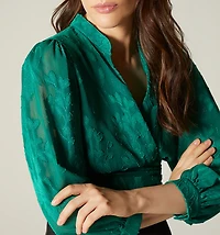 PUFF SLEEVE BLOUSE WITH WRAP FRONT