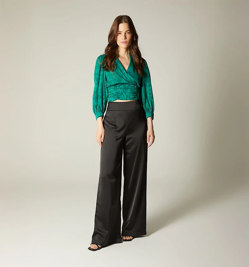 PUFF SLEEVE BLOUSE WITH WRAP FRONT