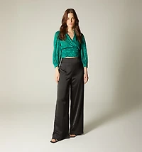 PUFF SLEEVE BLOUSE WITH WRAP FRONT