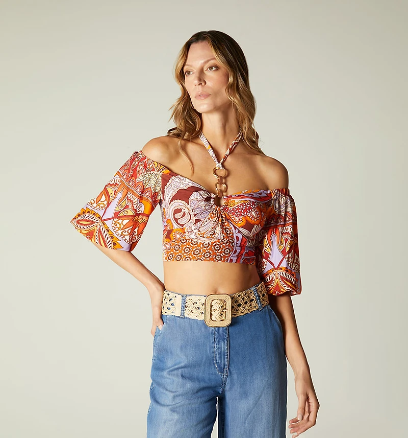OFF-THE-SHOULDER BLOUSE 3/4 SLEEVE