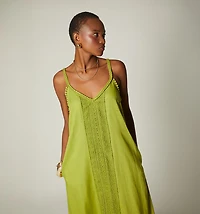 LONG DRESS WITH WIDE LACE CENTER