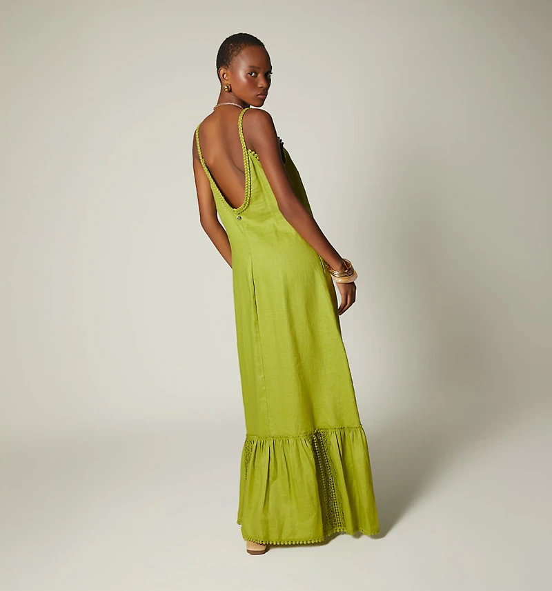 LONG DRESS WITH WIDE LACE CENTER