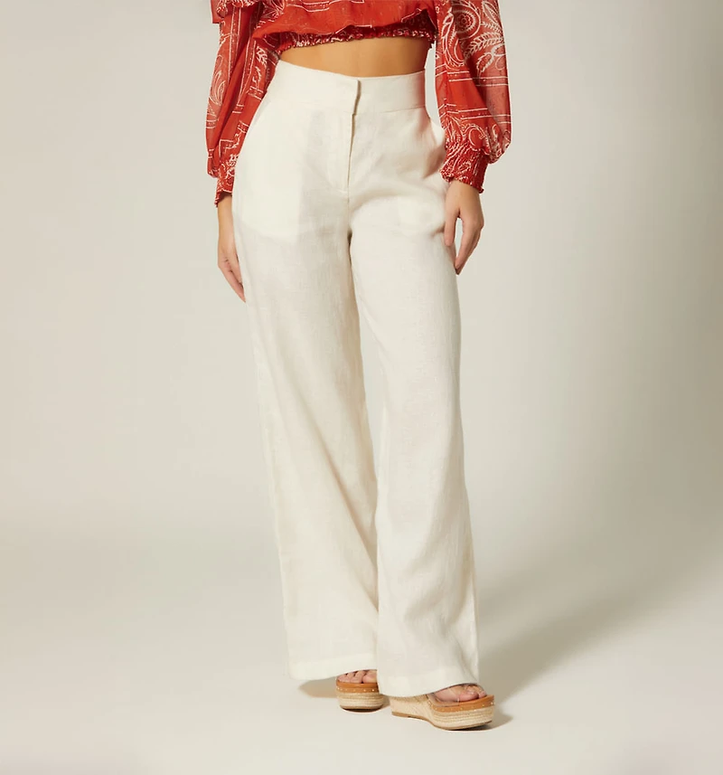 PANTS WITH WAISTBAND AND BUTTON