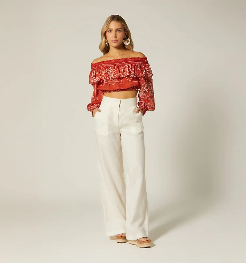 PANTS WITH WAISTBAND AND BUTTON
