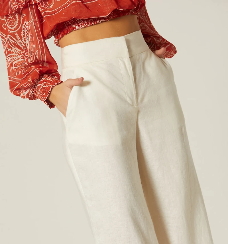PANTS WITH WAISTBAND AND BUTTON