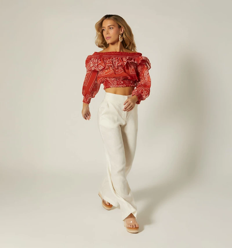 PANTS WITH WAISTBAND AND BUTTON