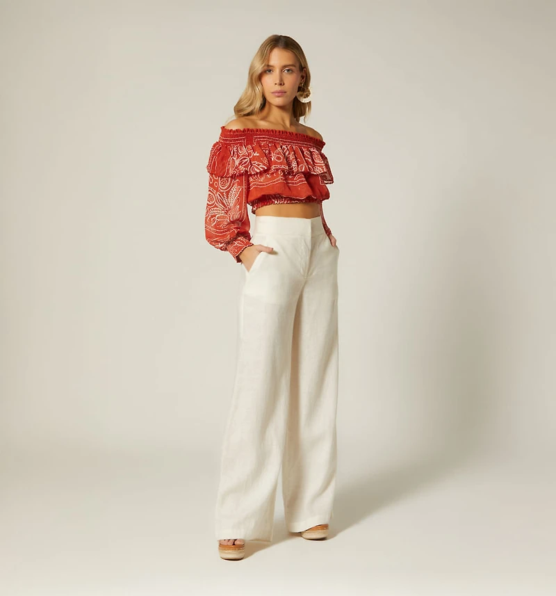 PANTS WITH WAISTBAND AND BUTTON