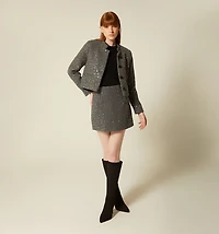 SHORT SKIRT WITH SEQUIN APPLIQUES