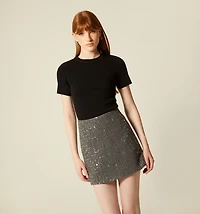 SHORT SKIRT WITH SEQUIN APPLIQUES