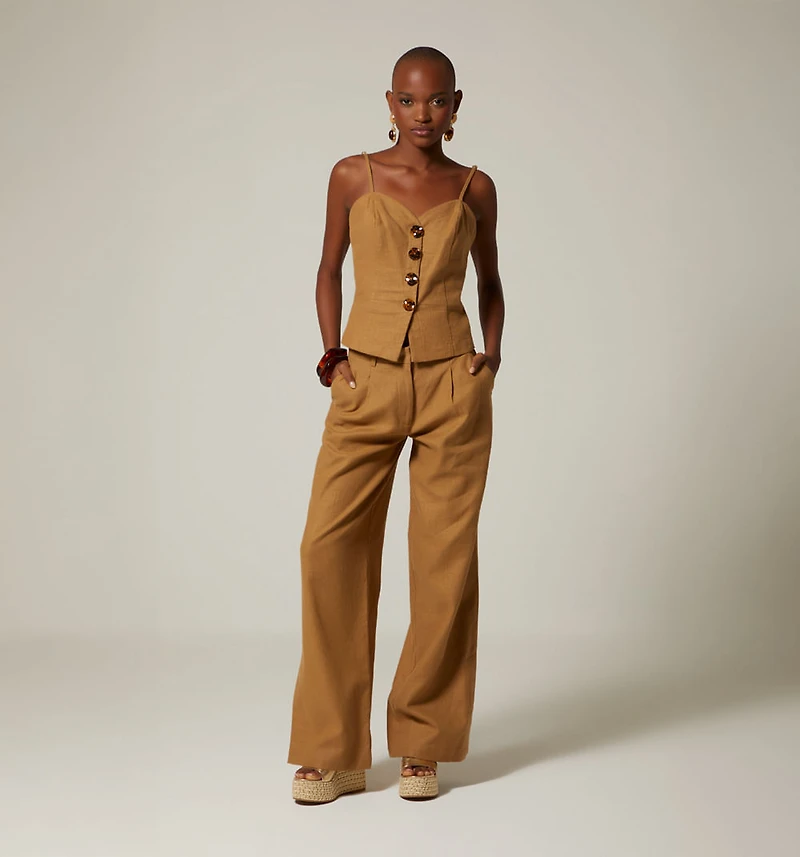 HIGH WAIST PALAZZO PANTS WITH BUTTONS