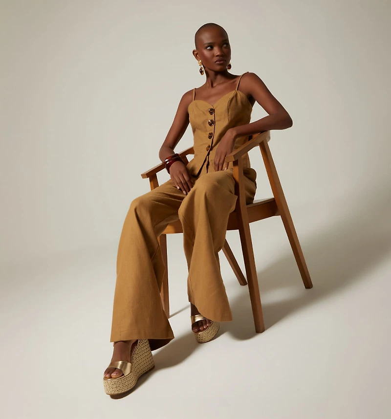 HIGH WAIST PALAZZO PANTS WITH BUTTONS