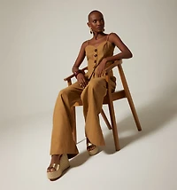 HIGH WAIST PALAZZO PANTS WITH BUTTONS