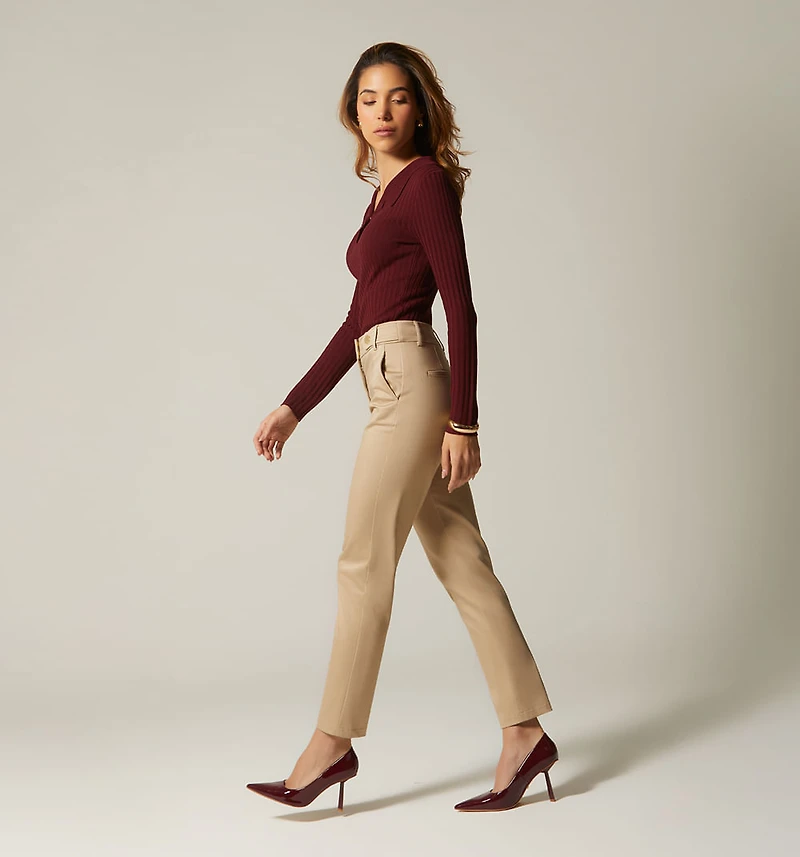 HIGH WAIST PANTS WITH WAISTBAND DETAIL