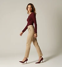 HIGH WAIST PANTS WITH WAISTBAND DETAIL