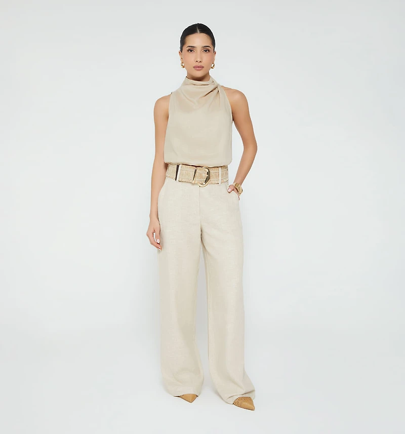 High Waist Palazzo Pants with Belt