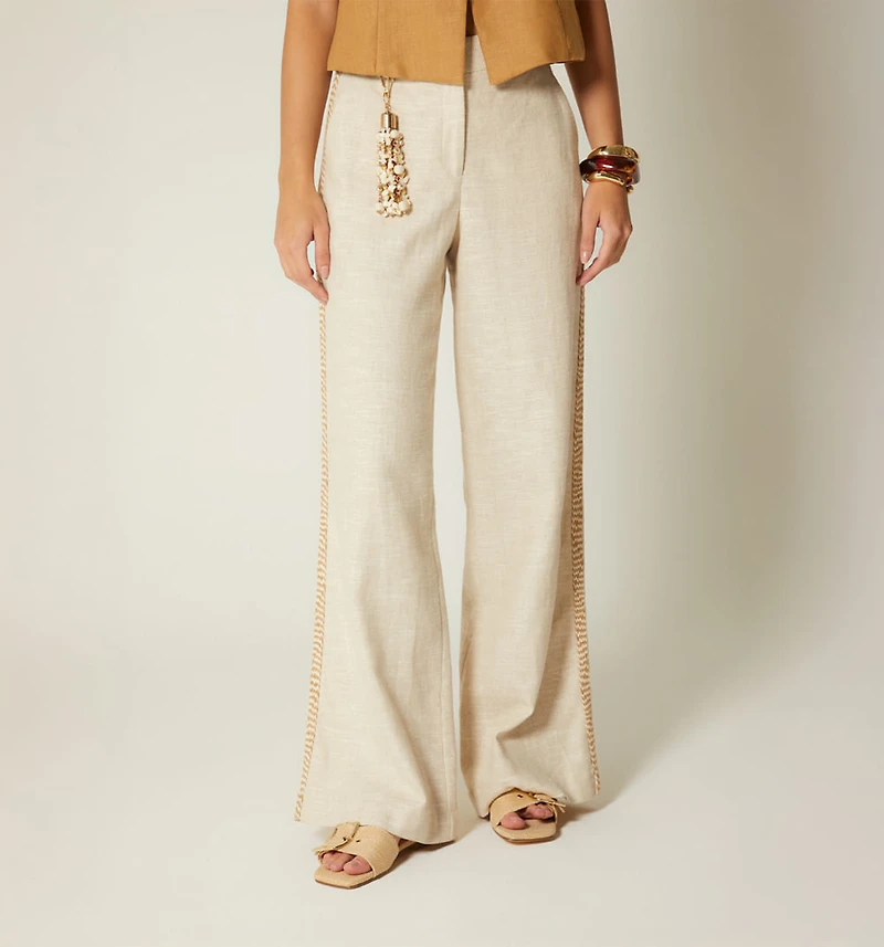HIGH WAIST PANTS WITH TRIM