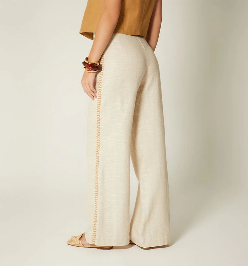 HIGH WAIST PANTS WITH TRIM
