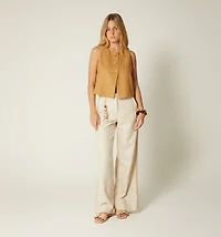 HIGH WAIST PANTS WITH TRIM