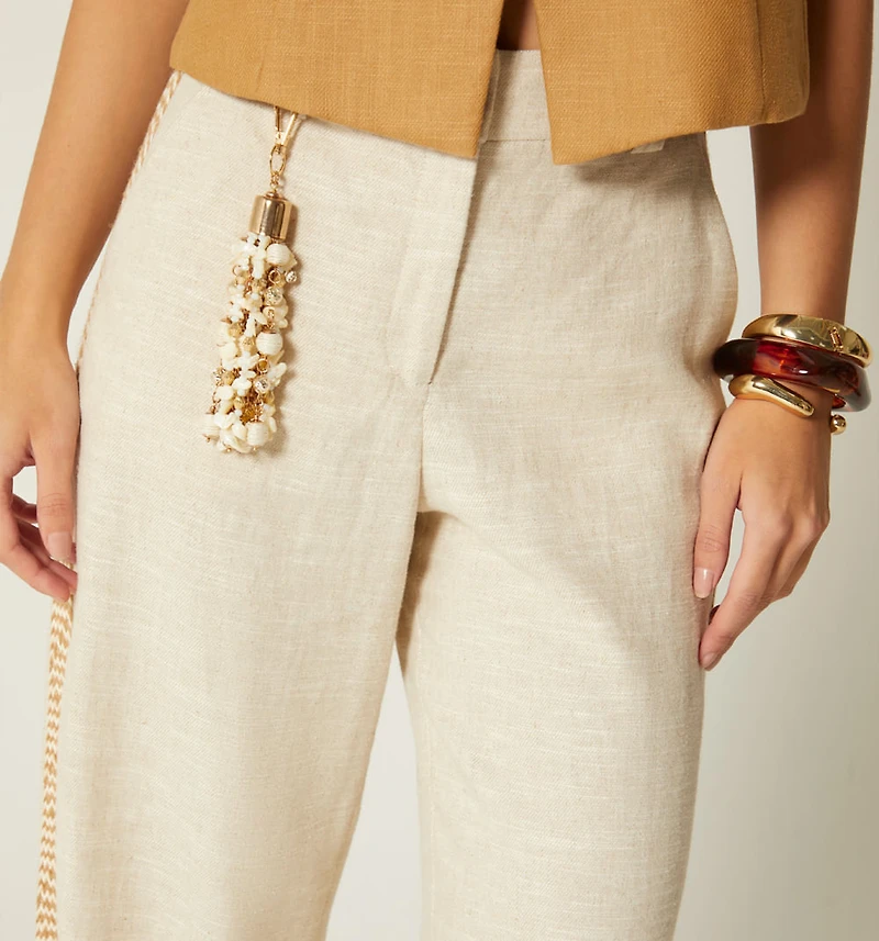 HIGH WAIST PANTS WITH TRIM