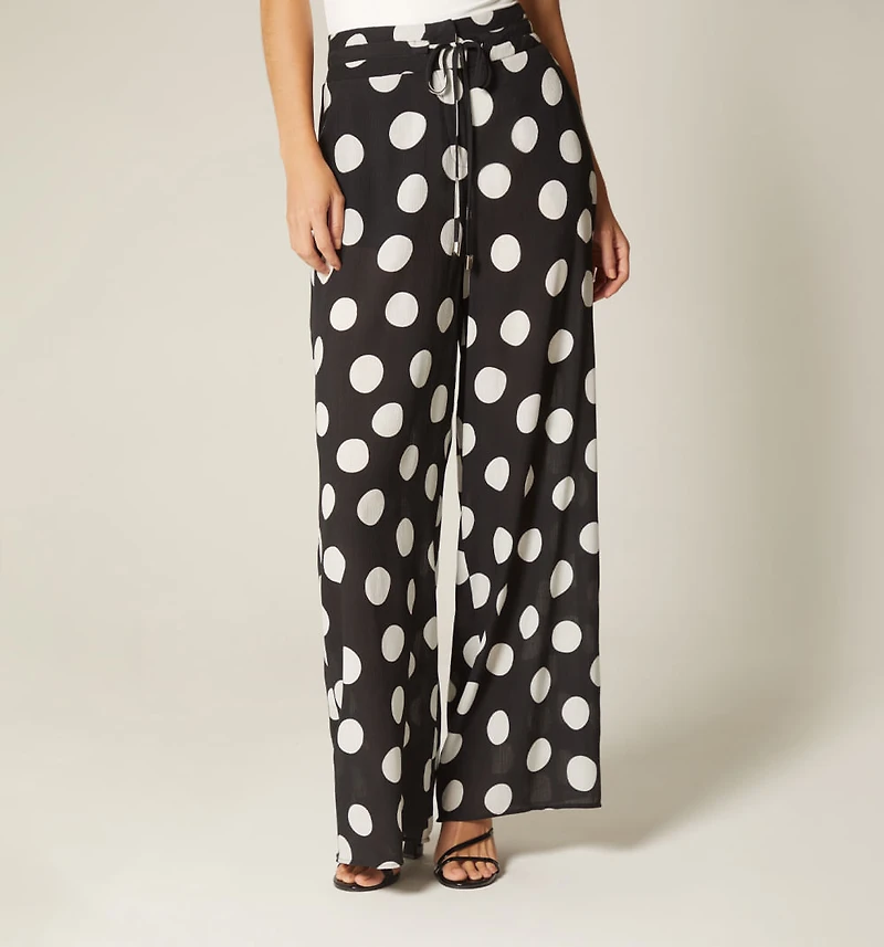 PALAZZO PANTS WITH RUCHING ON BACK WAISTBAND