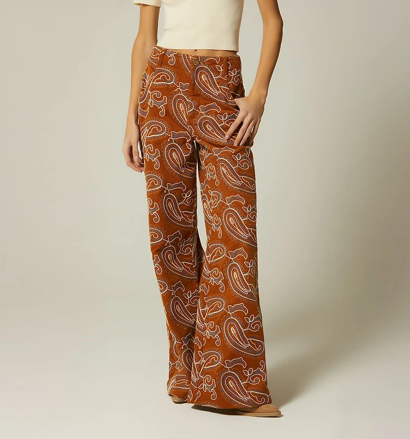 High-Waisted Palazzo Pants Jacquard