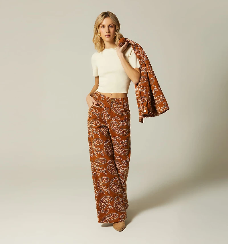 High-Waisted Palazzo Pants Jacquard
