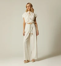 HIGH WAIST PALAZZO PANTS WITH DRAWSTRING