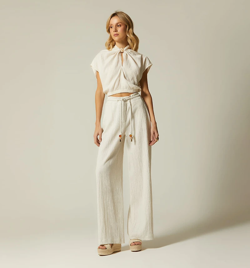 HIGH WAIST PALAZZO PANTS WITH DRAWSTRING