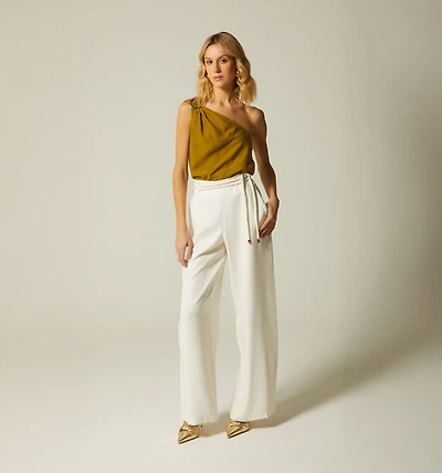 HIGH-WAISTED PALAZZO PANTS WITH DOUBLE STRAP