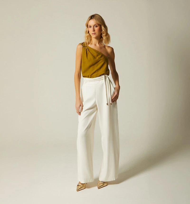 HIGH-WAISTED PALAZZO PANTS WITH DOUBLE STRAP