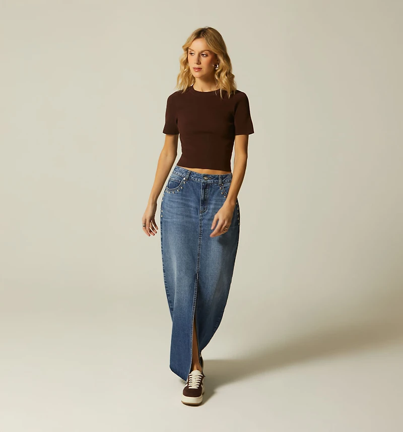ANKLE-LENGTH SKIRT FIVE POCKETS STUDS
