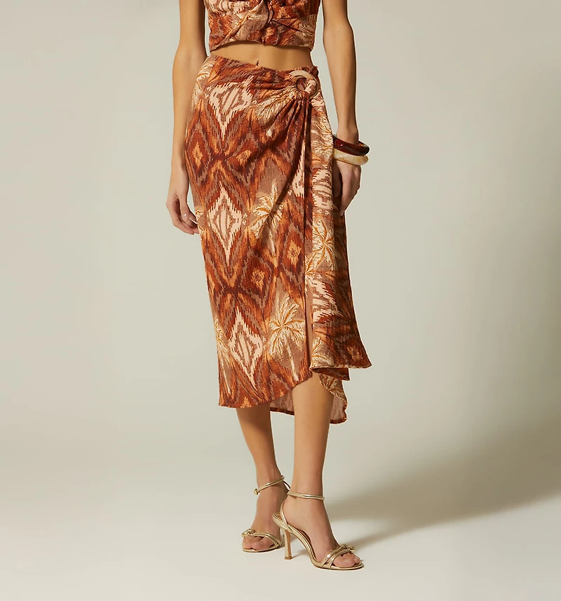 LONG WRAP SKIRT WITH BUCKLES