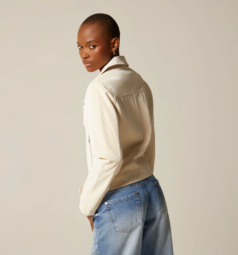 PU BIKER JACKET WITH BELT