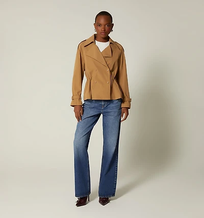 SHORT TRENCH WITH ELASTICATED WAIST