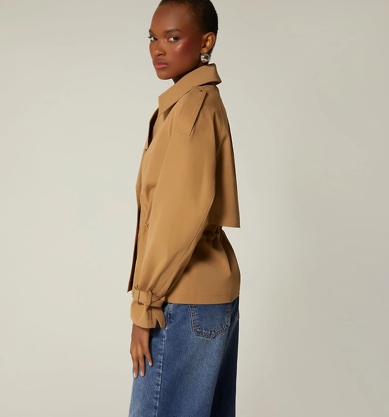 SHORT TRENCH WITH ELASTICATED WAIST