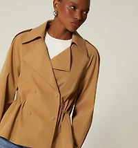 SHORT TRENCH WITH ELASTICATED WAIST