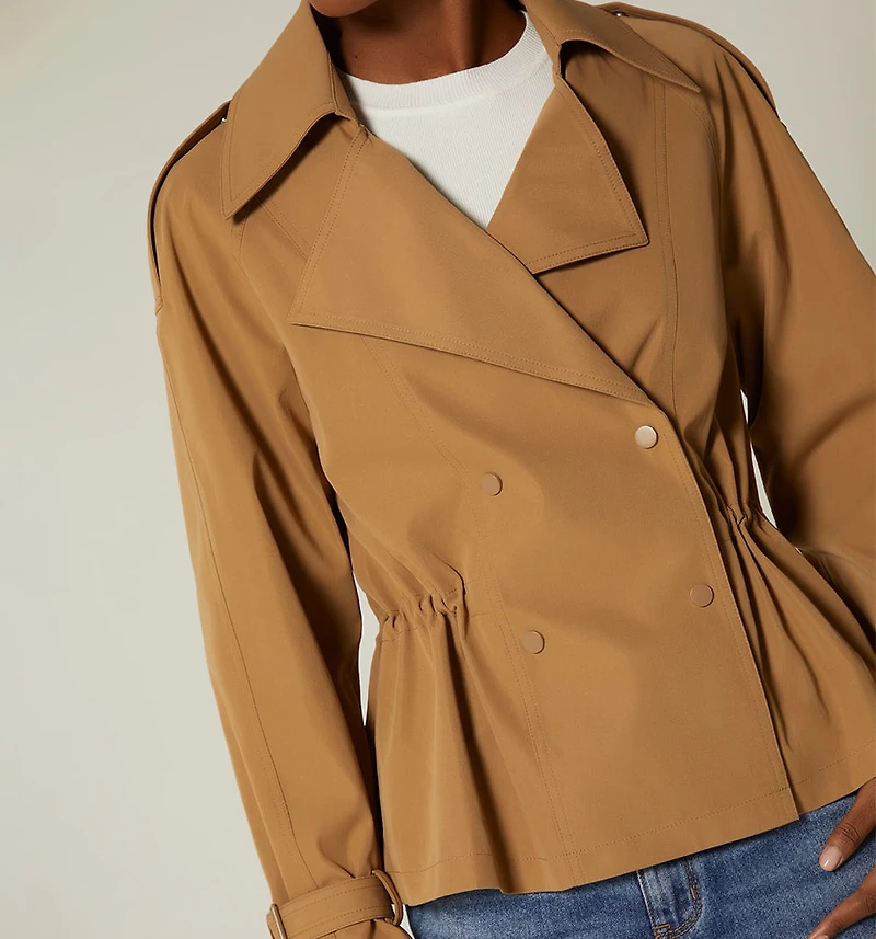 SHORT TRENCH WITH ELASTICATED WAIST